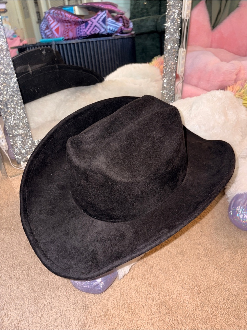 Black Suede Cowboy Hat - Classic Western Style
